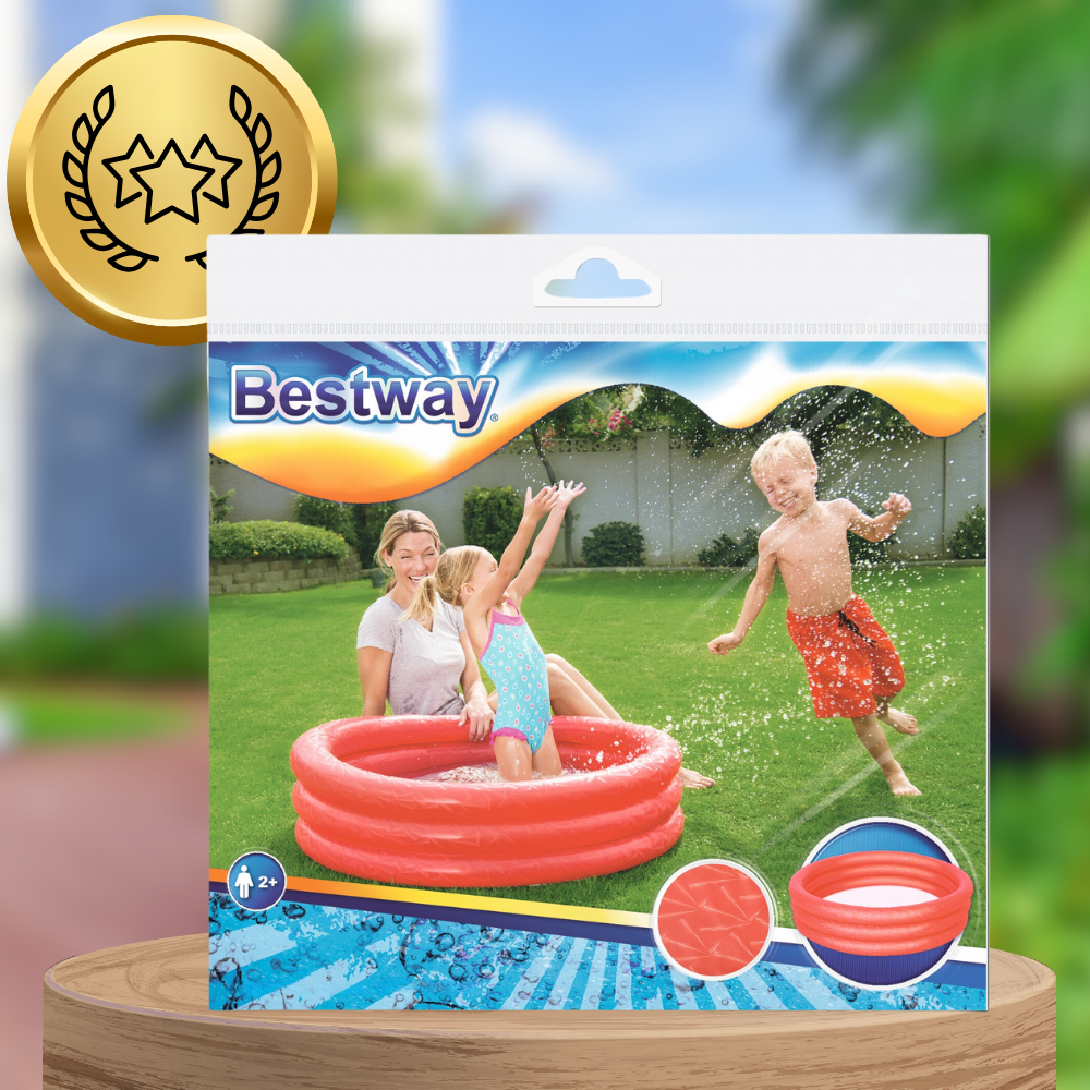 Bestway 51025 Inflatable Kids Paddling Pool, 122 x 25 cm, Red