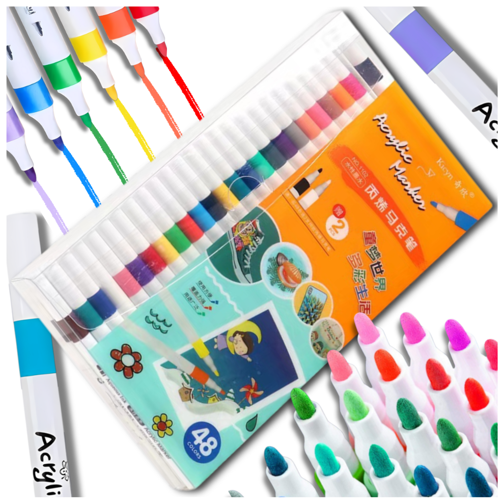 Set of 48 Pieces Acrylic Markers for Various Surfaces