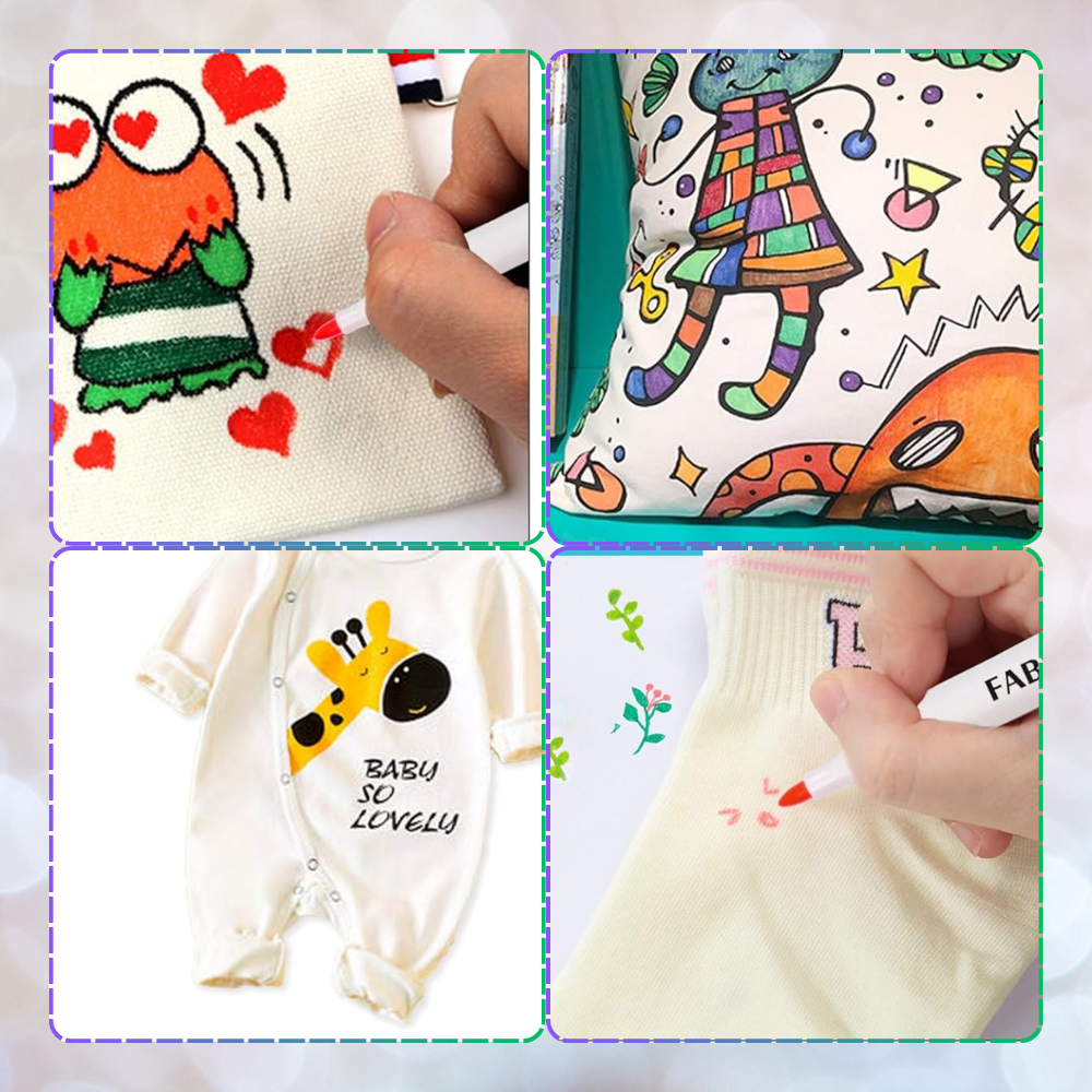 Фломастеры Маркеры для Рисования на Ткани Одежде, Набор из 6...