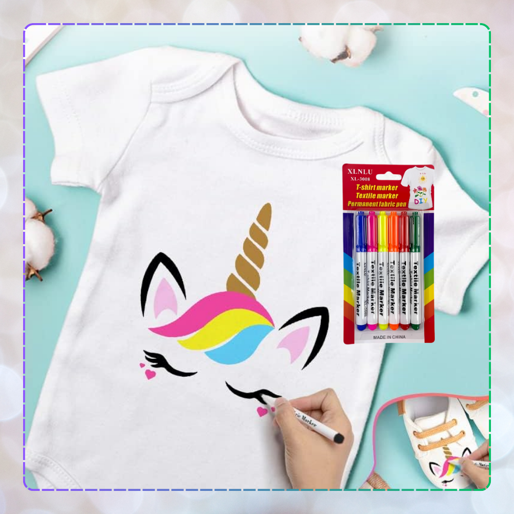 Фломастеры Маркеры для Рисования на Ткани Одежде, Набор из 6...