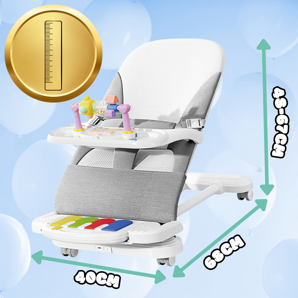 Bakalu NICEkids Foldable Baby Bouncer with Piano, Grey