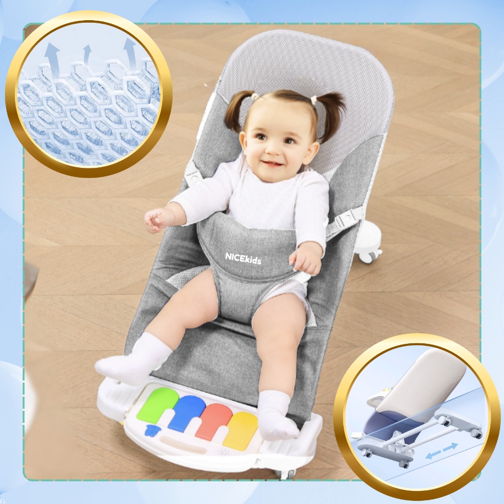 Bakalu NICEkids Foldable Baby Bouncer with Piano, Grey