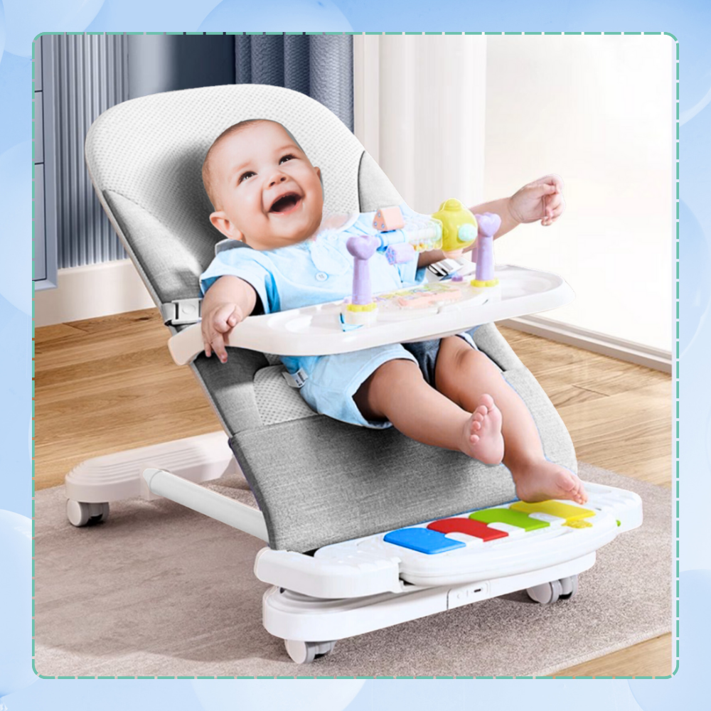 Bakalu NICEkids Foldable Baby Bouncer with Piano, Grey