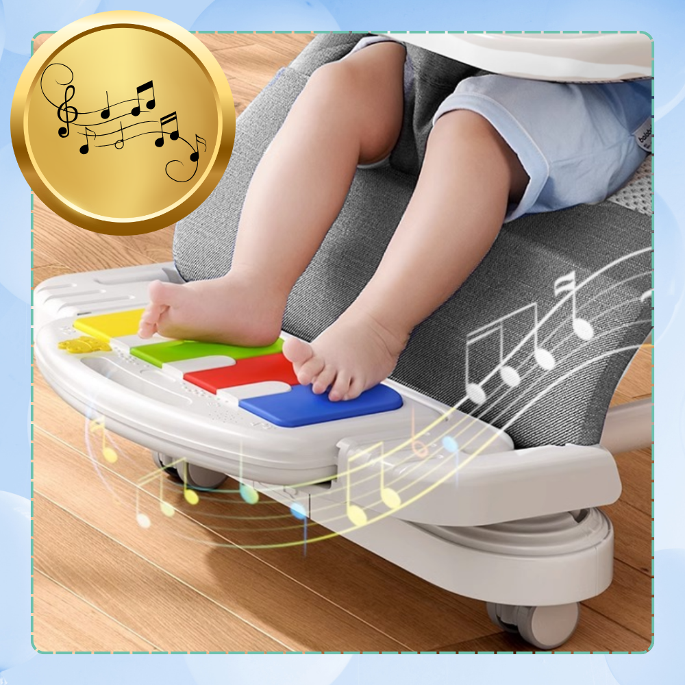 Bakalu NICEkids Foldable Baby Bouncer with Piano, Grey