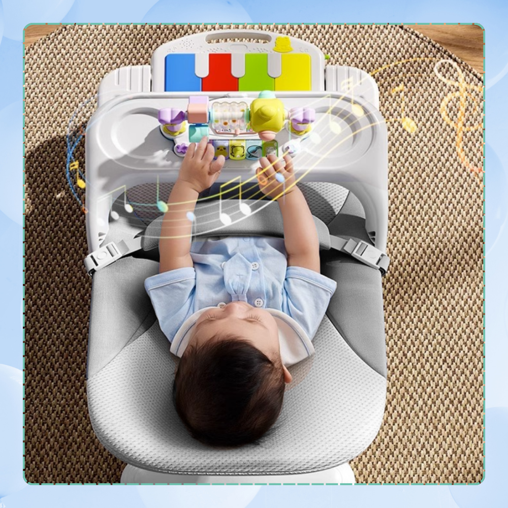 Bakalu NICEkids Foldable Baby Bouncer with Piano, Grey