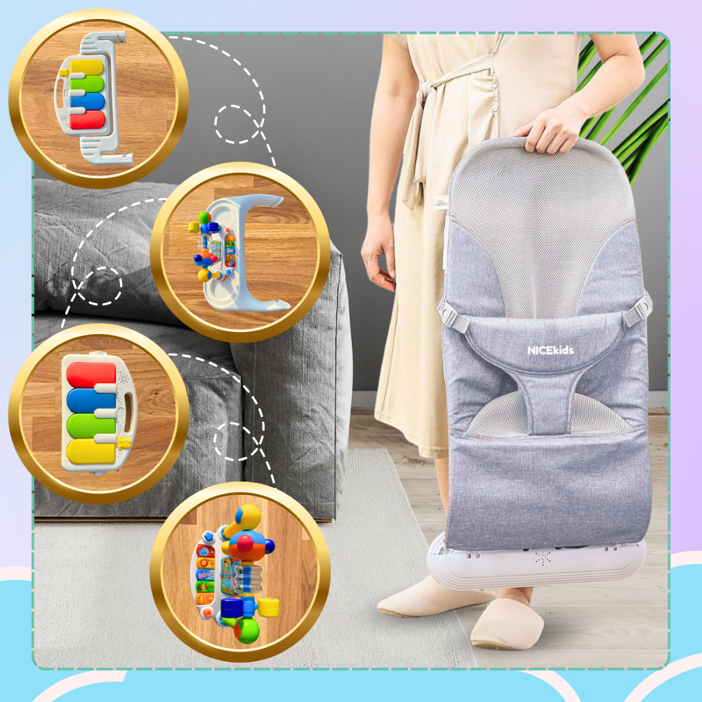 Bakalu NICEkids Foldable Baby Bouncer with Piano TY-01, Blue