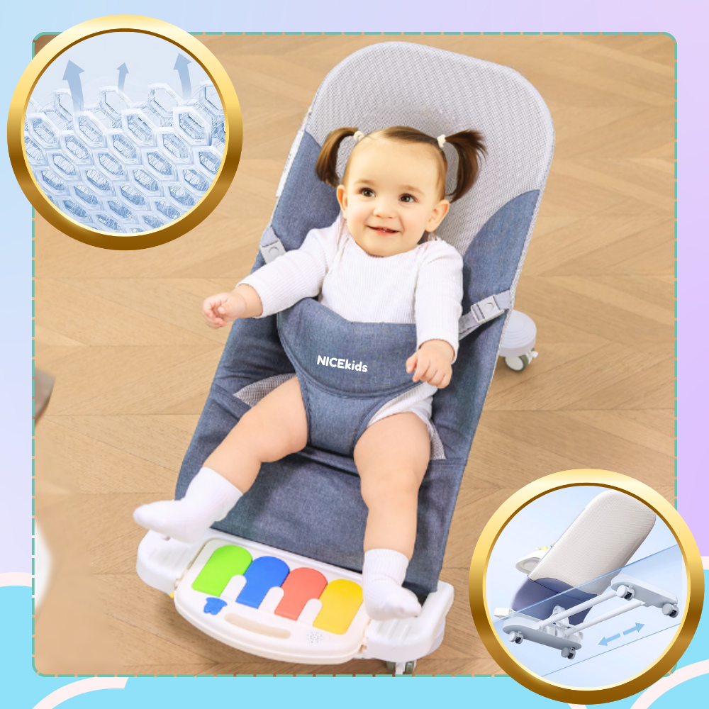 Bakalu NICEkids Foldable Baby Bouncer with Piano TY-01, Blue