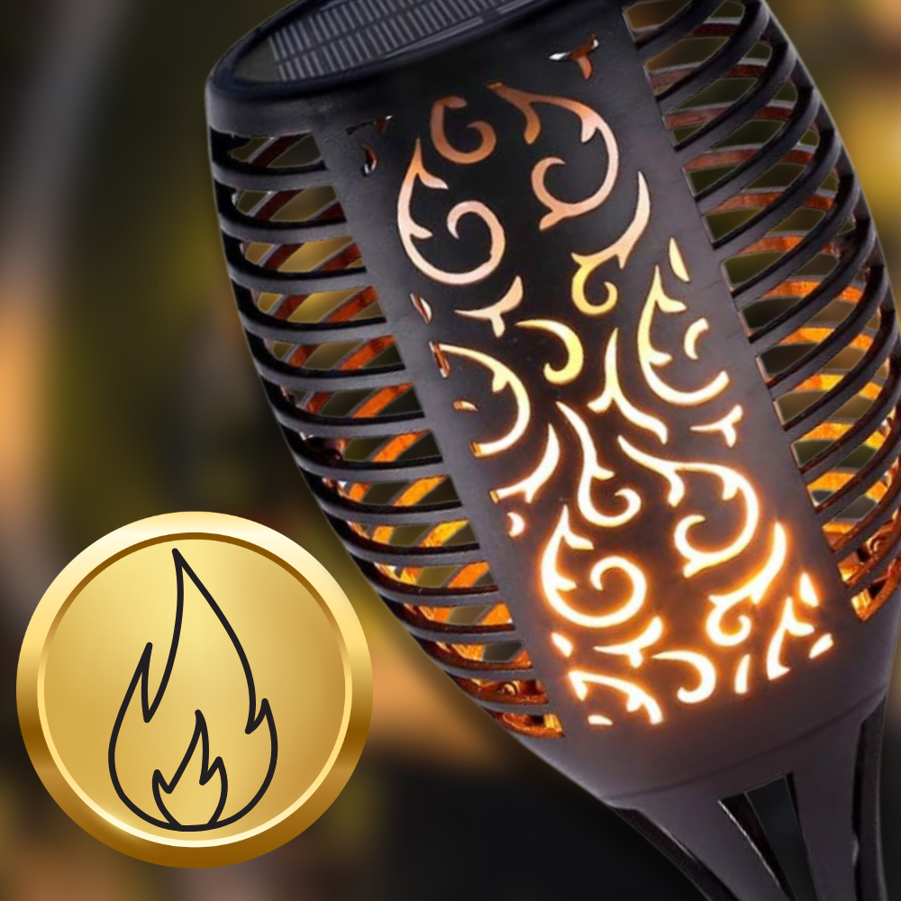 Bakalu Solar Garden Torch Lights with Flame Effect, 8-Pack