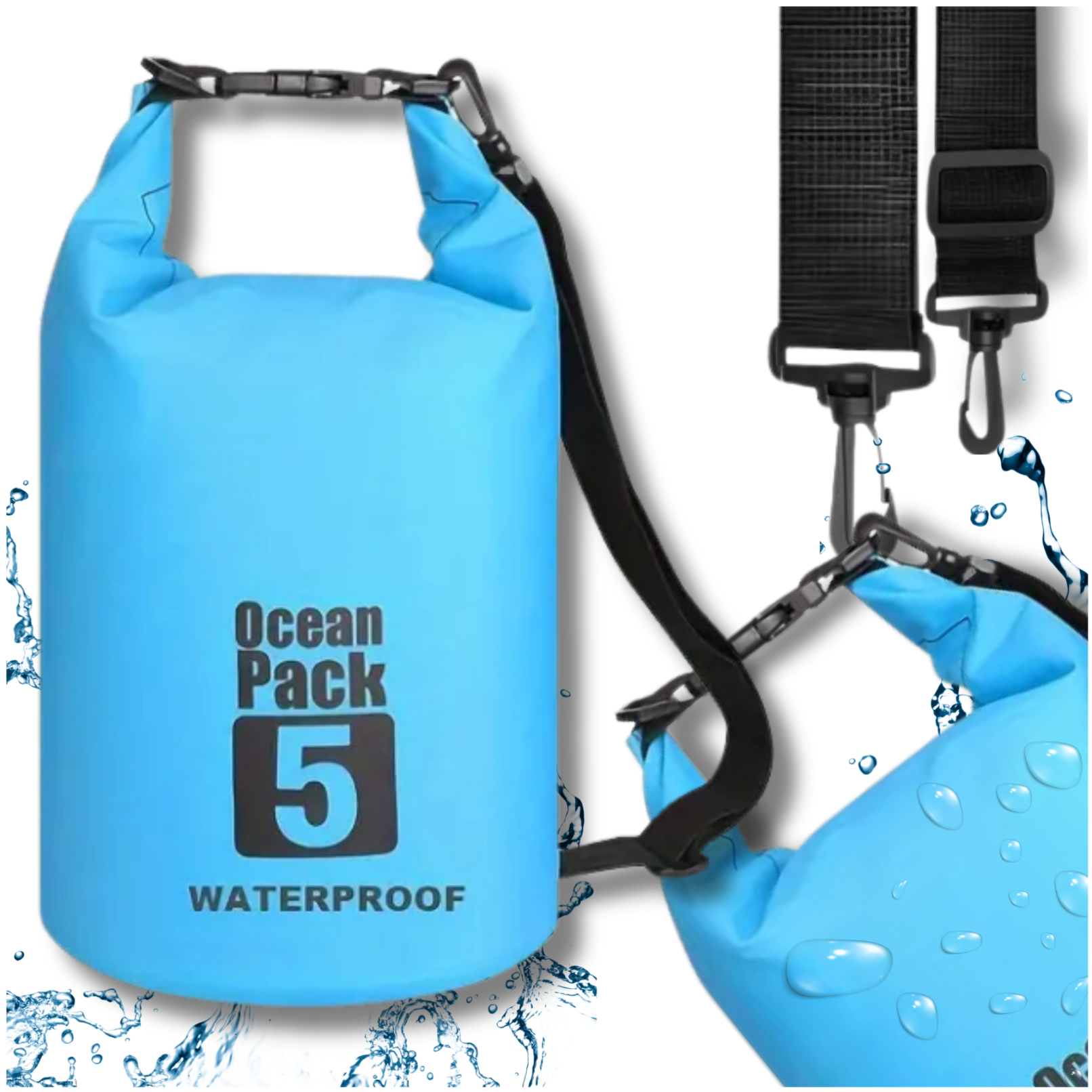 Blue Waterproof Bag for Hiking 5L