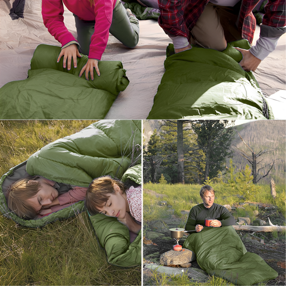 Large Warm Camping Sleeping Bag with Hood 210x75 2in1