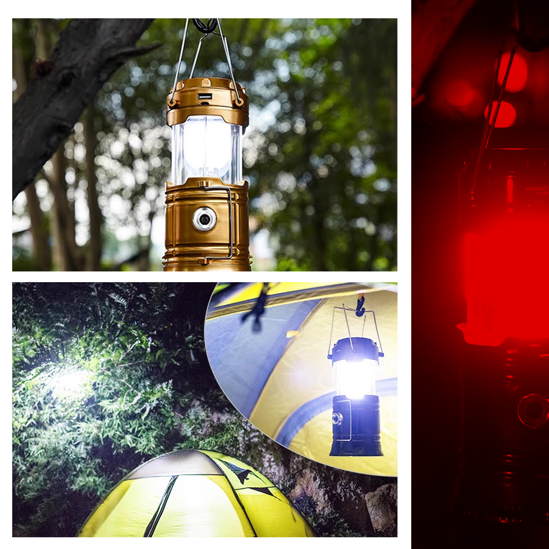 Multifunctional Solar LED Camping Lamp with USB Powerbank and Flashlight