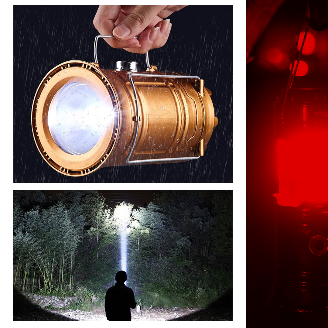 Multifunctional Solar LED Camping Lamp with USB Powerbank and Flashlight