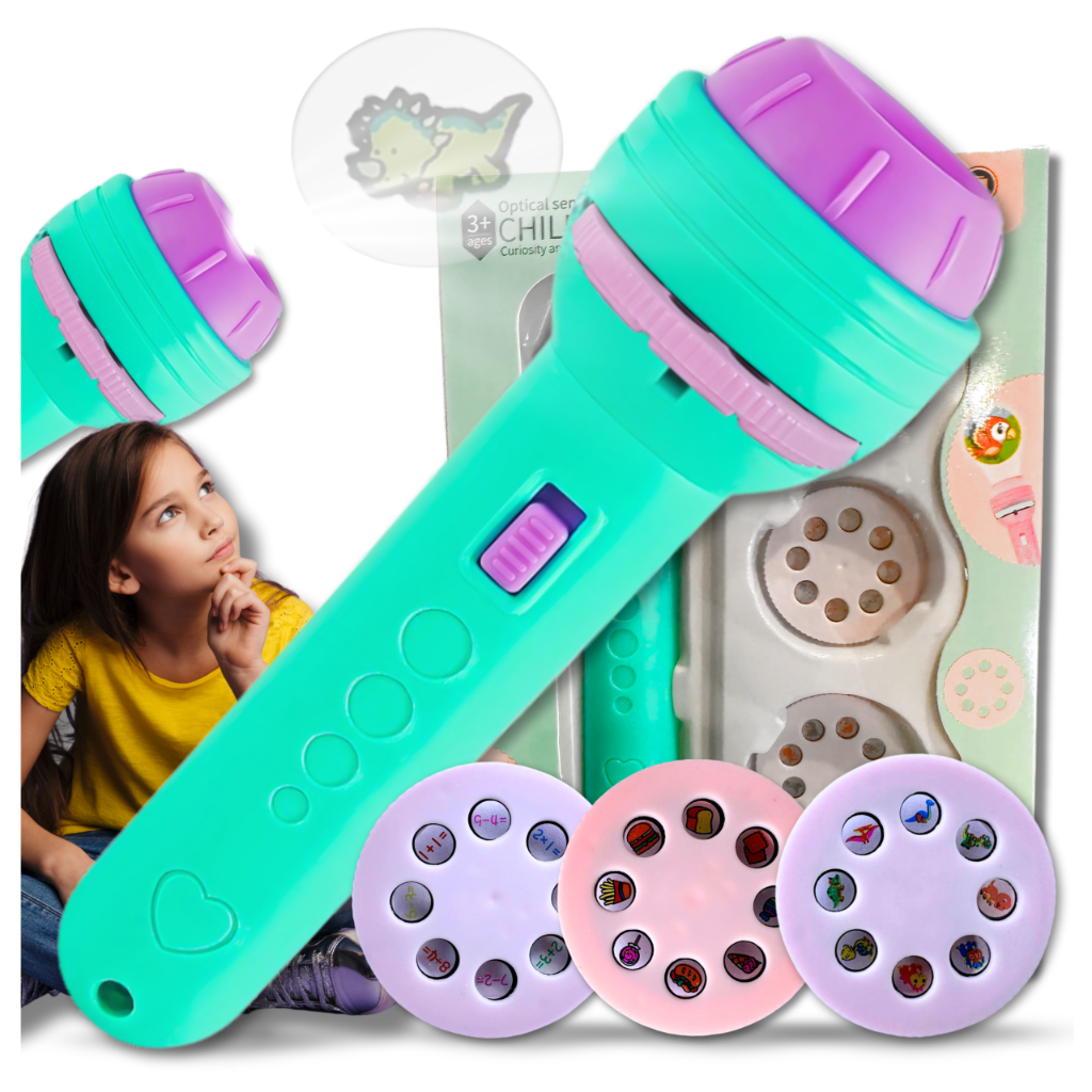 Kids Projector Flashlight with Picture Slides for Wall and Ceiling