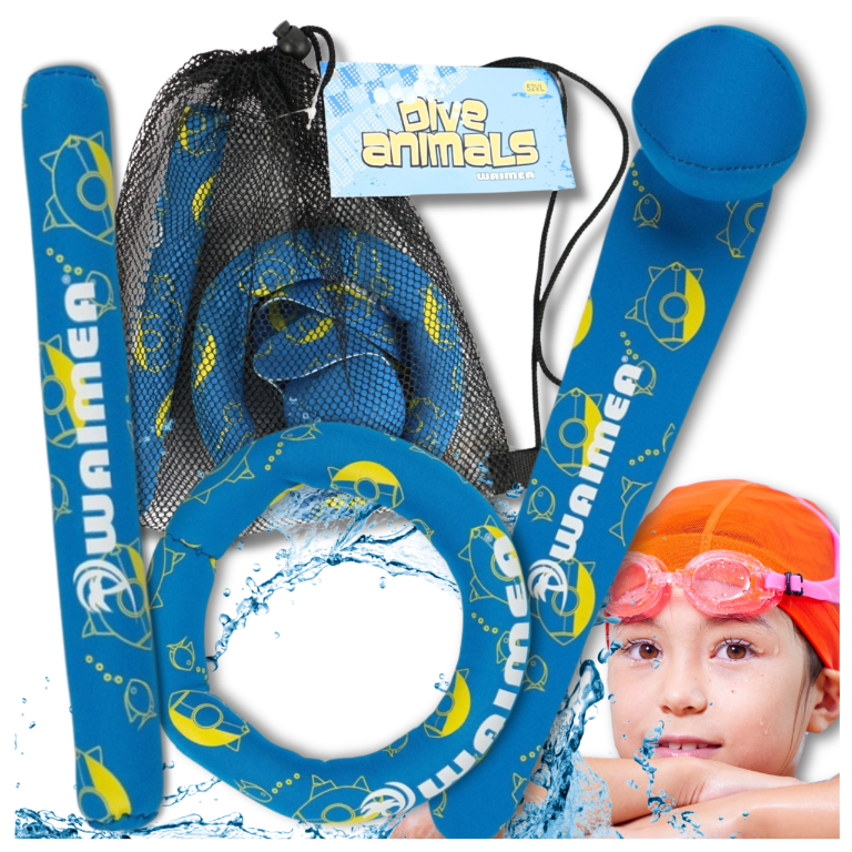 WAIMEA Diving Toys for Kids Swimming Training, Sinking Pool Game Set, Blue