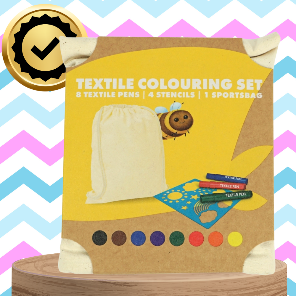 Cotton Drawstring Bag for Coloring with Markers and Stencils