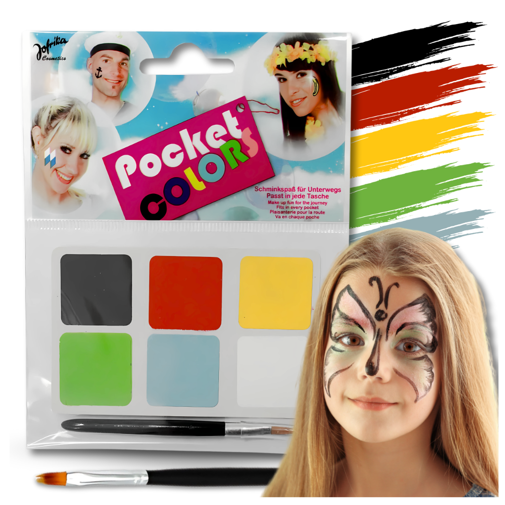 Mazgājamas sejas un ķermeņa krāsas bērniem, 6 krāsas