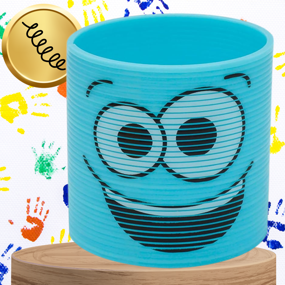 Magic Coil Spring Toy for Kids with Emoji Pattern, Blue