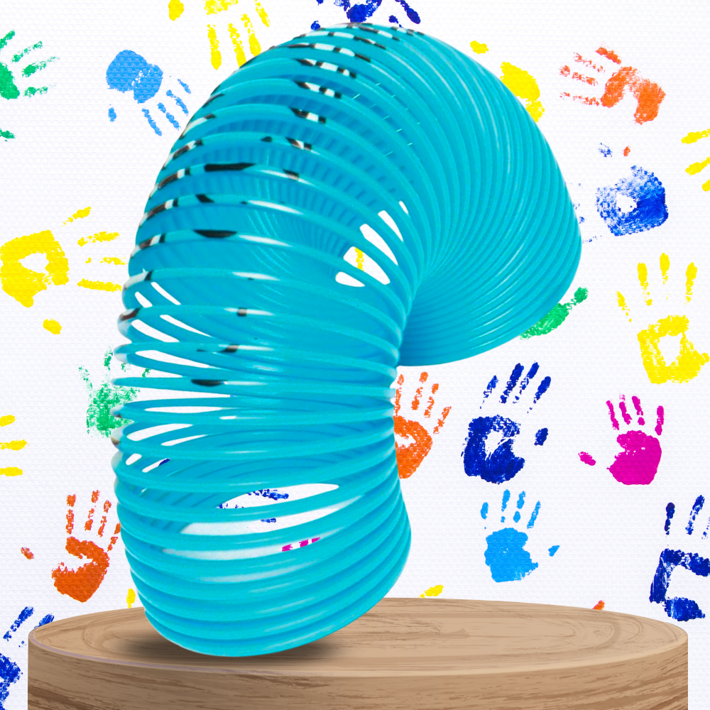Magic Coil Spring Toy for Kids with Emoji Pattern, Blue