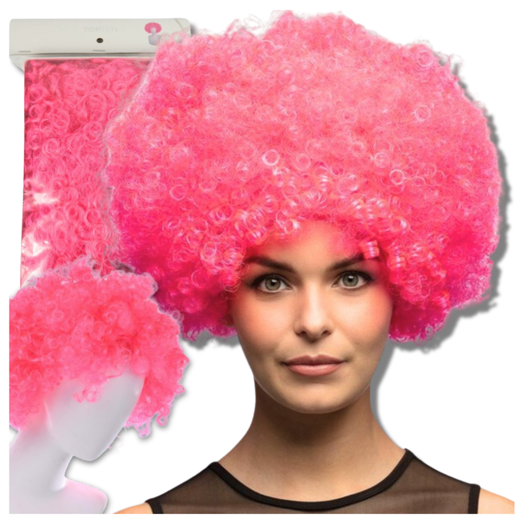 Afro Wig for Carnival, Costume Parties and Photo Booths, Pink