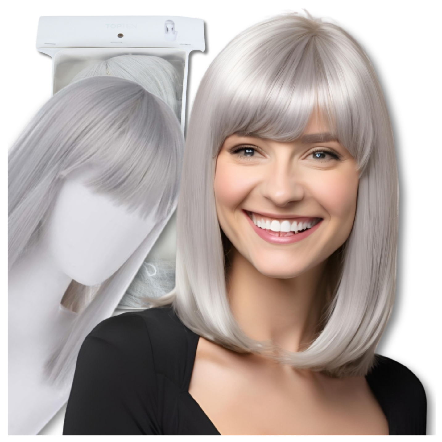 Short Wig with Bangs for Costume Parties and Carnival, Grey