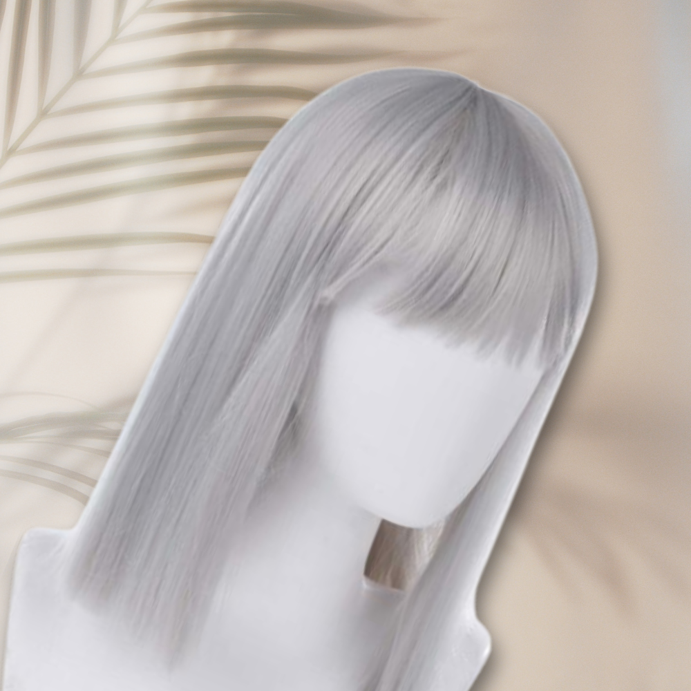 Īsa sirma parūka ar poniju ballītēm un karnevālam