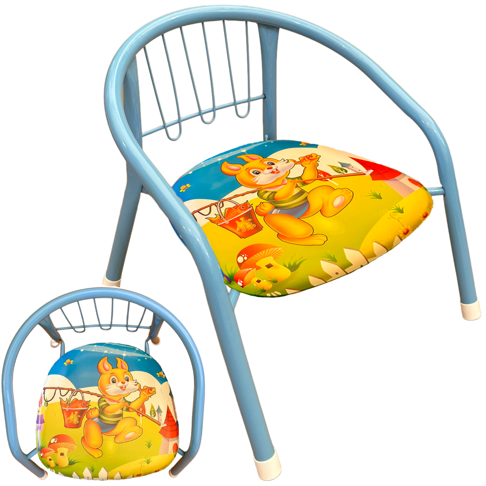 Metāla bērnu krēsls ar mīkstu sēdekli, bērniem no 1 līdz 4 gadiem