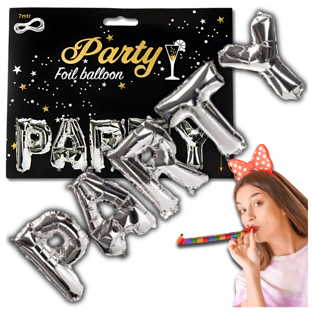 Large Party Foil Letter Balloon Banner for Birthdays, 40 cm, Silver