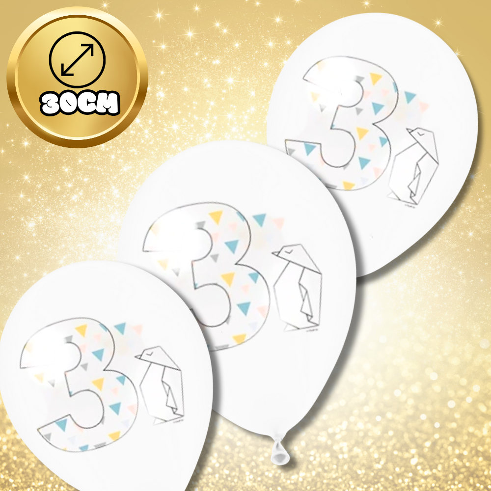 Bakalu Transparent Balloons for 3rd Birthday Origami, 12 pcs.