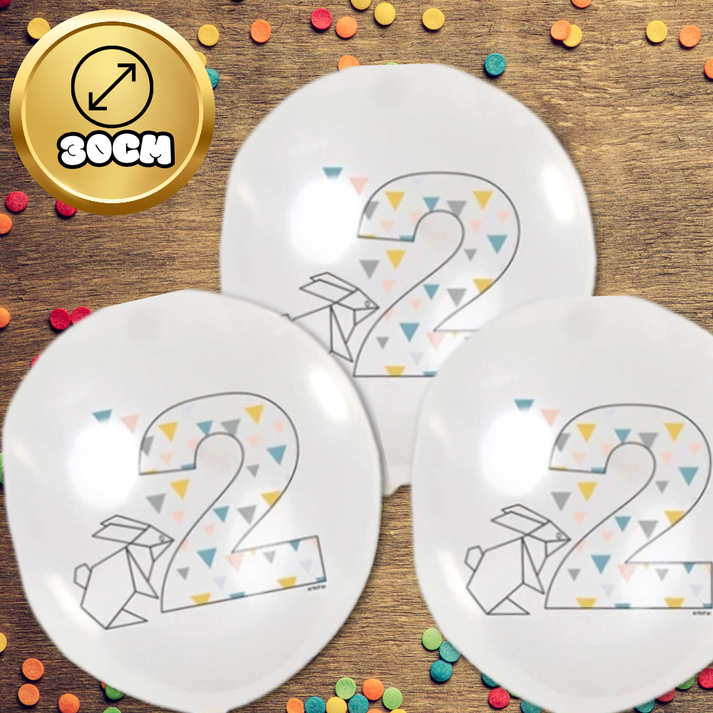 Bakalu Transparent Balloons 2nd Birthday Origami, 12 pcs.