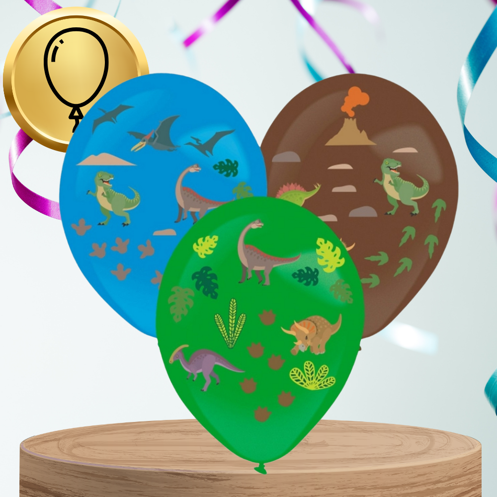 Bakalu Dinosaur Balloons with Stickers, 35 cm, 3 pcs.
