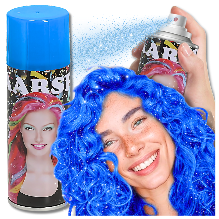 Hair color spray with glitter, 250 ml, blue