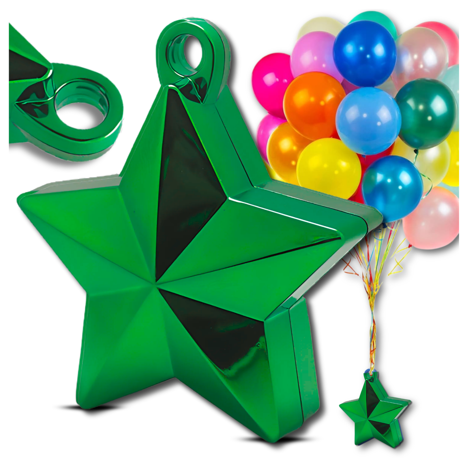 Star Shaped Helium Balloon Weight, Green, 10 cm, 170g