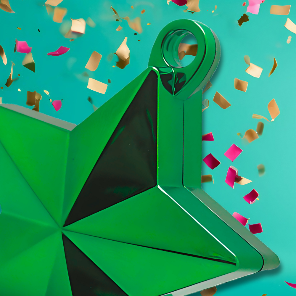 Bakalu Balloon Weight Star, Green, 10 cm