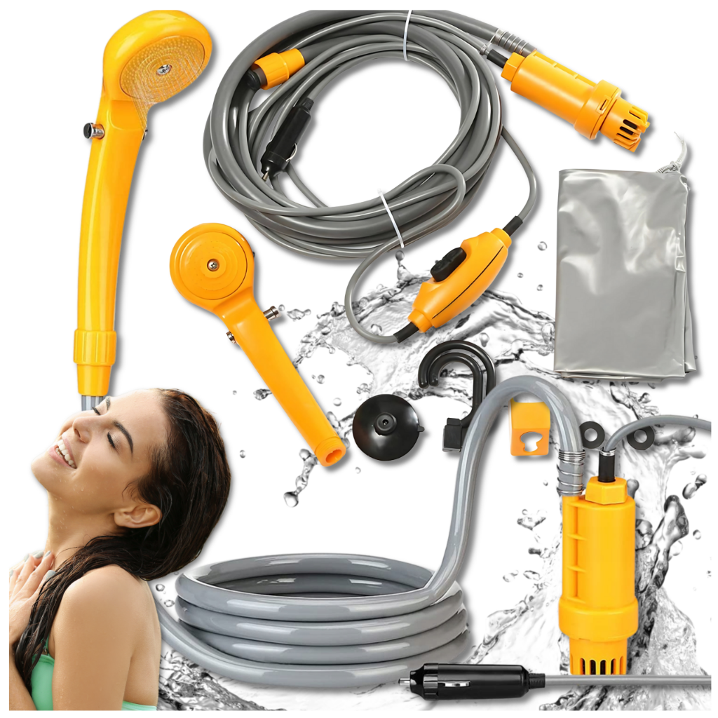 Portable Camping Shower 12V, Car-Powered Outdoor Shower for Travel