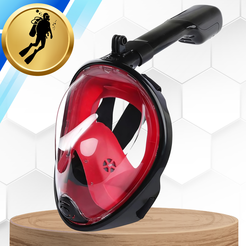 Bakalu Full Face Snorkel Mask S/M with GoPro Mount, Black/Red