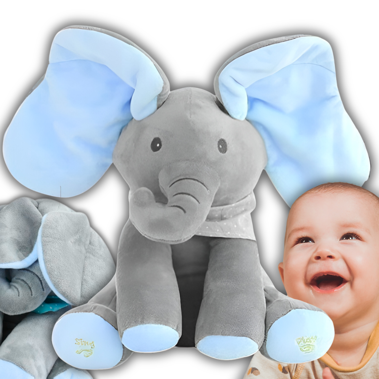 Интерактивная игрушка слон Ку-Ку, поющий и говорящий, голубой