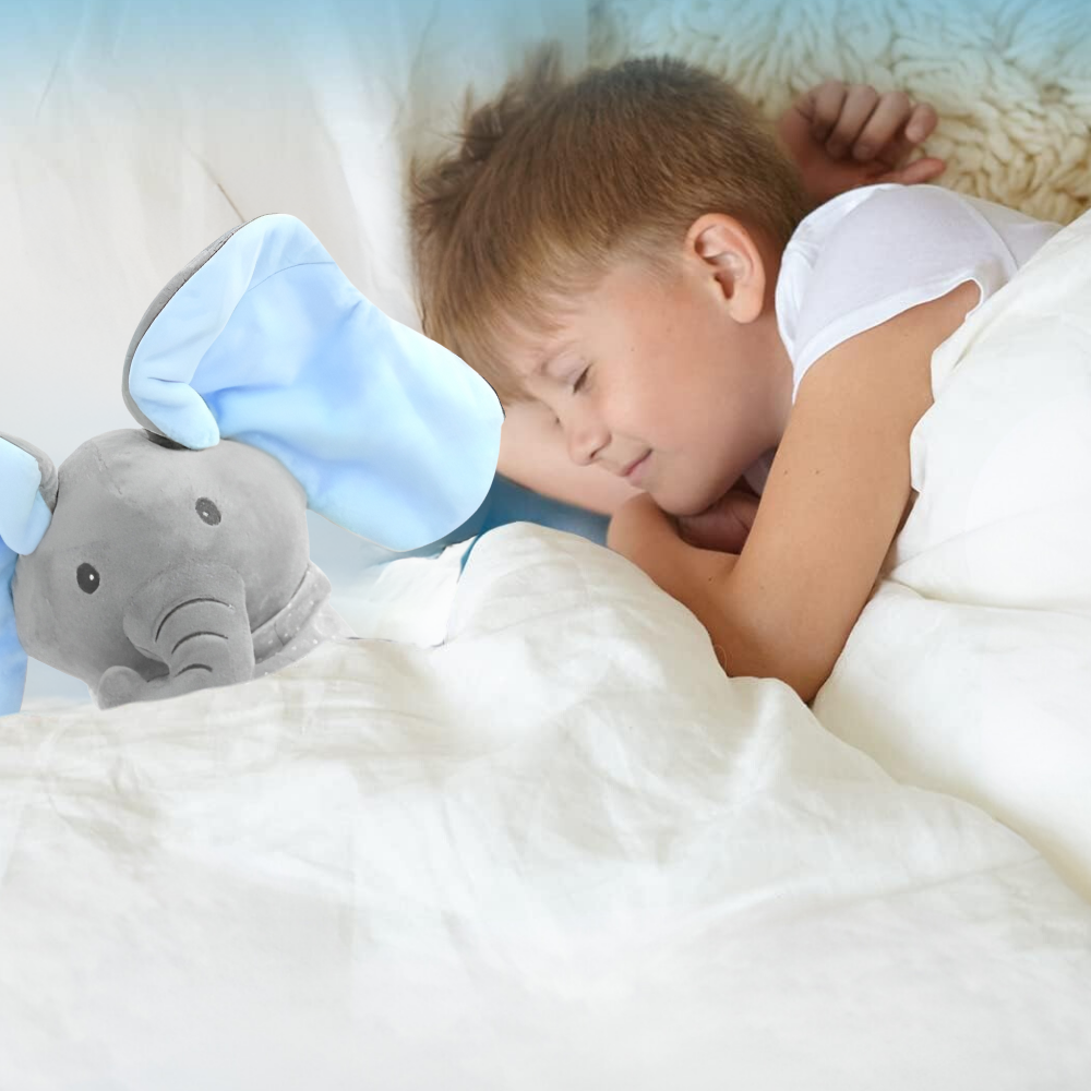 Interactive Peek-a-Boo Elephant, Singing & Talking Plush Toy, Blue