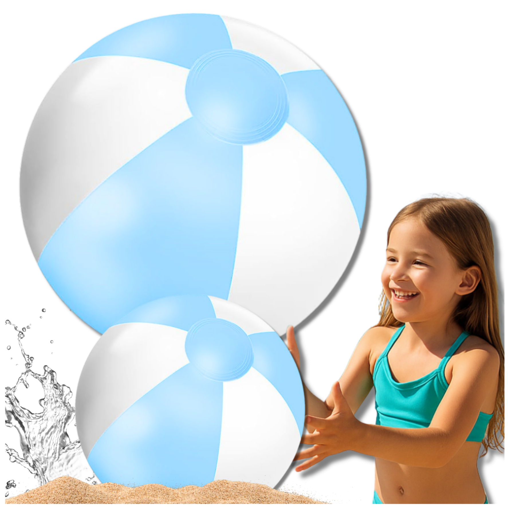 Large Inflatable Beach Ball for Pool and Garden, 53 cm, Blue