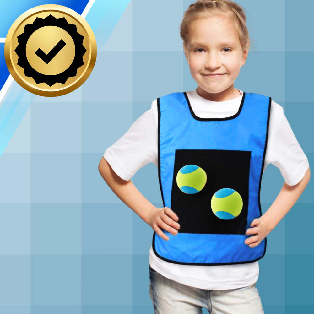 Kids Skill Game Velcro Target Vest with Soft Balls, Blue
