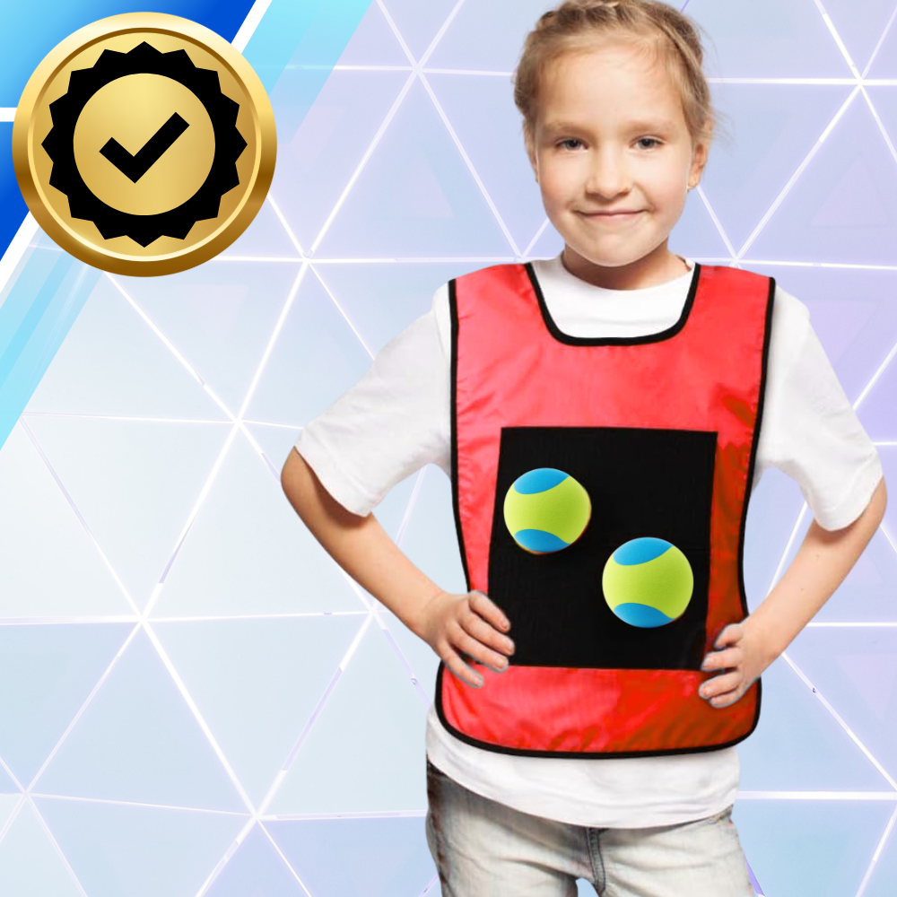 Children\'s Skill Game Velcro Vest + Soft Balls KZNT7112, Red