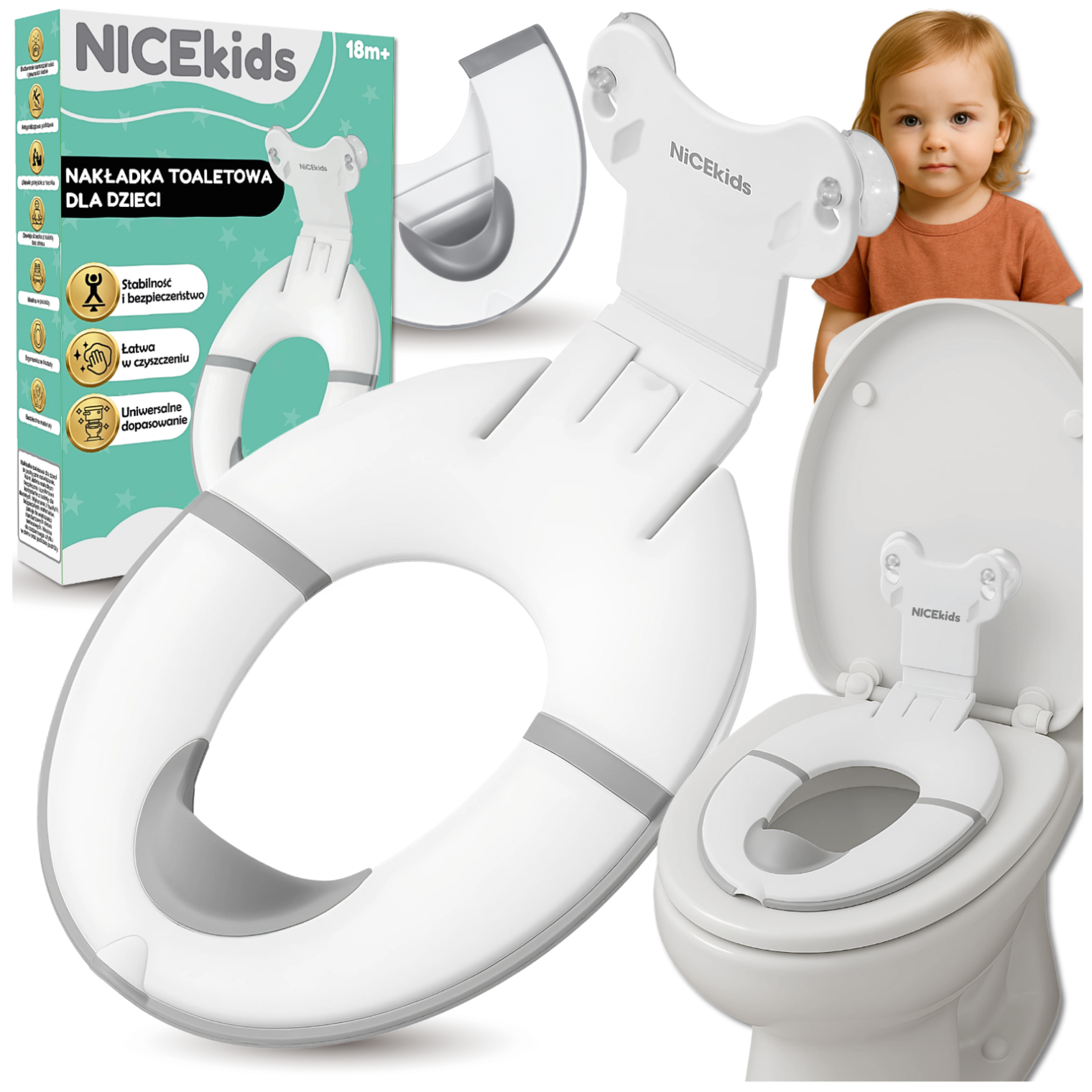 Nicekids Foldable Potty Training Seat, Non-Slip Toilet Trainer for Toddlers and Kids