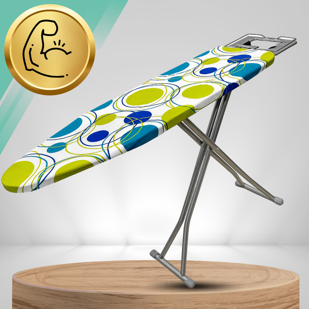 Adjustable Ironing Board Premium 130x34cm with Iron Rest, Height 70-87cm