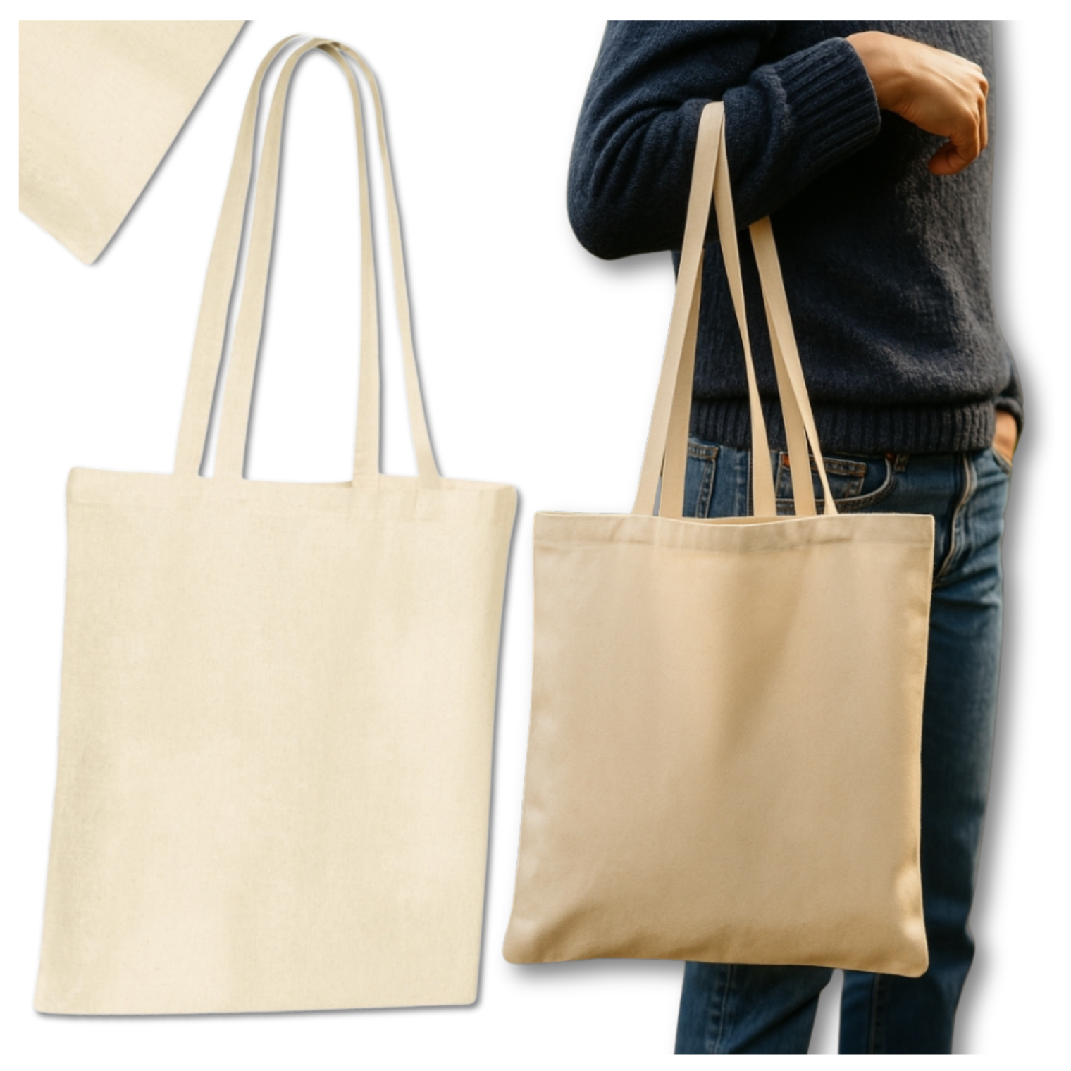 Cotton Tote Bag for Crafting & Shopping Reusable Eco-Friendly DIY Canvas Bag