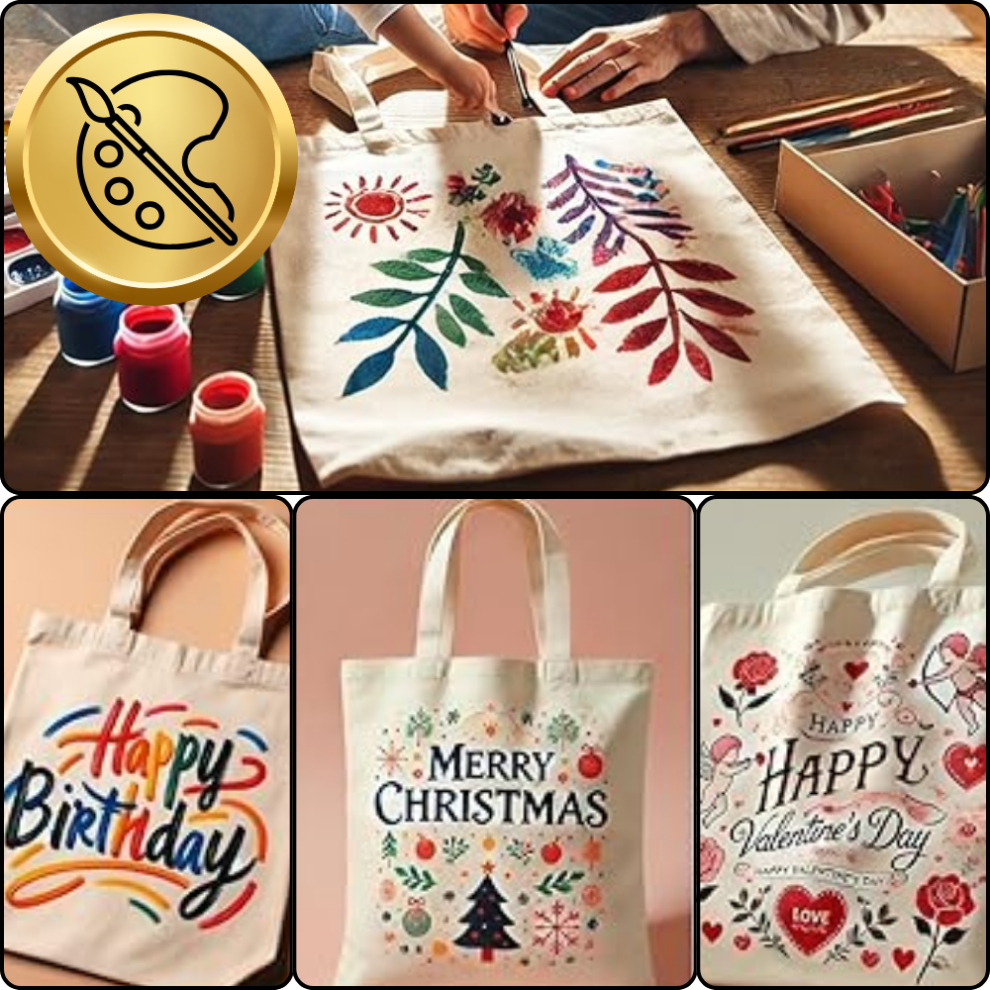 Cotton Tote Bag for Crafting & Shopping Reusable Eco-Friendly DIY Canvas Bag