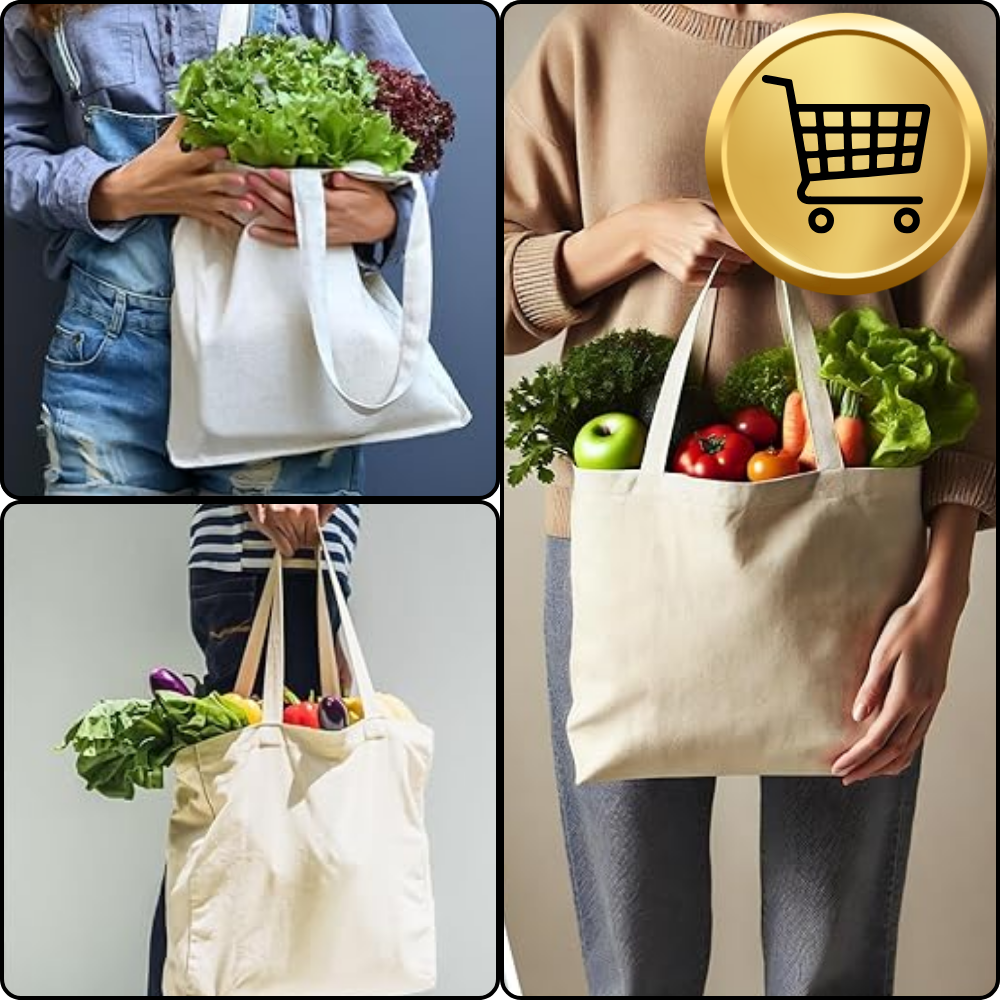 Cotton Tote Bag for Crafting & Shopping Reusable Eco-Friendly DIY Canvas Bag