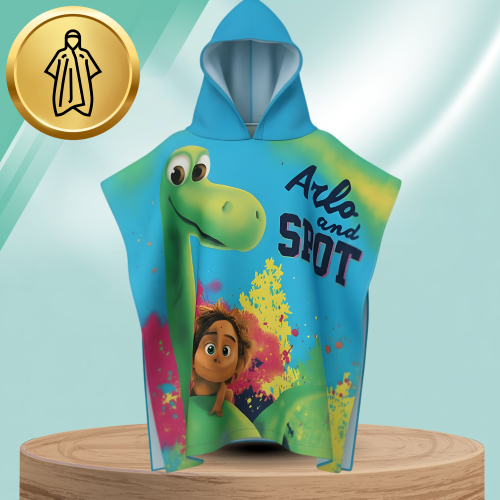 Kids Dinosaur Hooded Beach Towel Bath Poncho 50x100 cm, Blue Green
