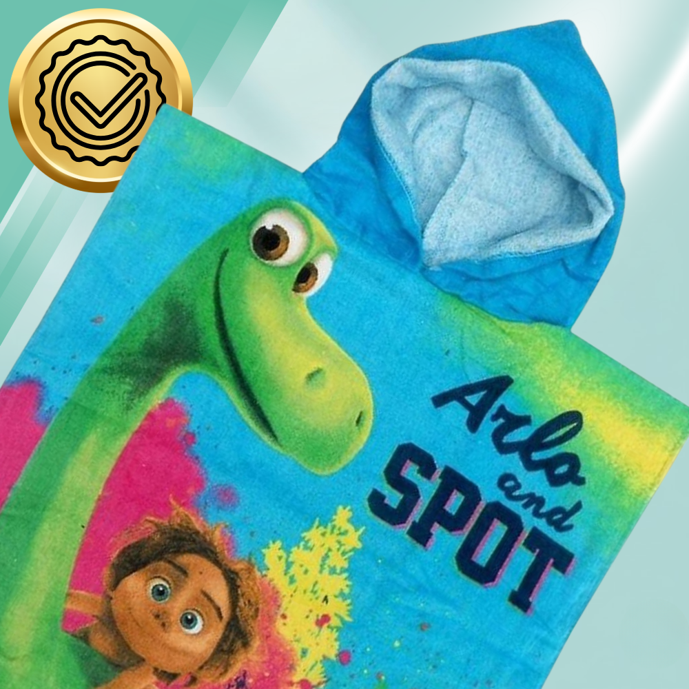Kids Dinosaur Hooded Beach Towel Bath Poncho 50x100 cm, Blue Green