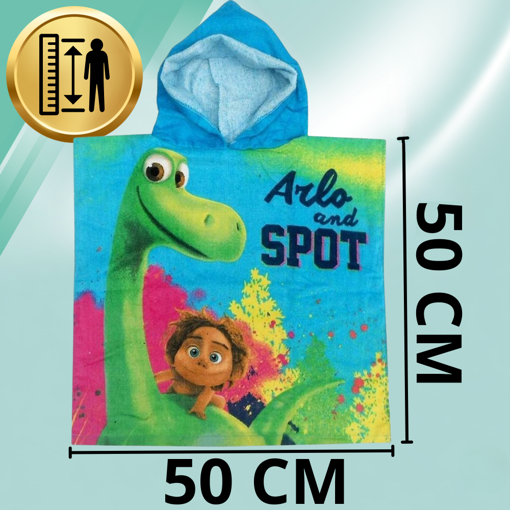 Kids Dinosaur Hooded Beach Towel Bath Poncho 50x100 cm, Blue Green