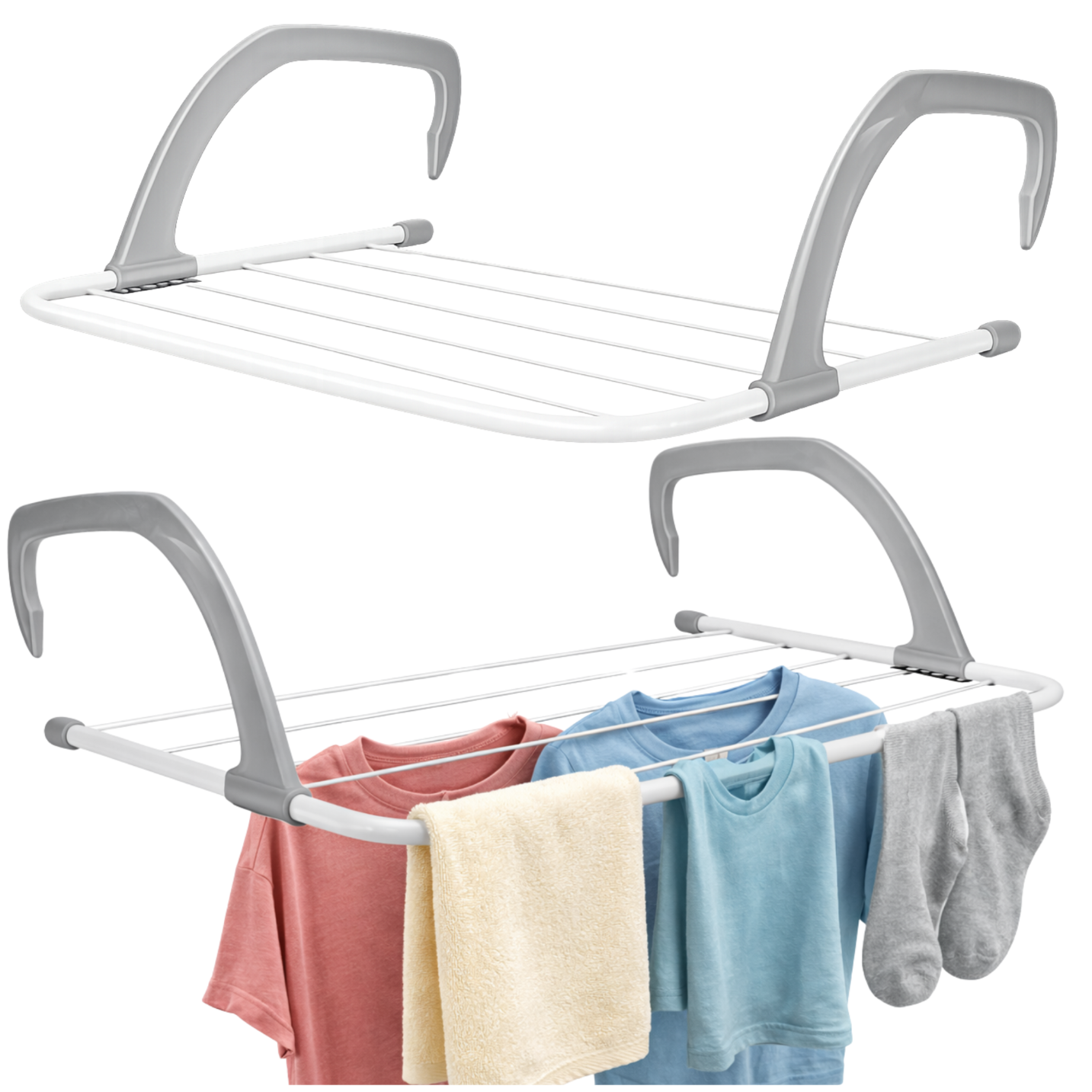 Hanging Clothes Drying Rack for Radiator and Balcony XL, White