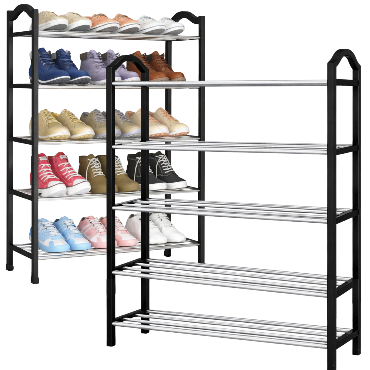 Loft Style 5-Tier Shoe Rack Hallway Organizer, Black